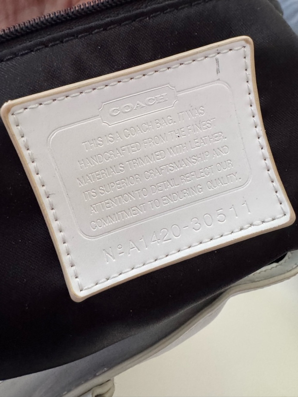 COACH 30511 Sunglow & White STRIPES PVC & Leather Tote Bag - Picture 6 of 11